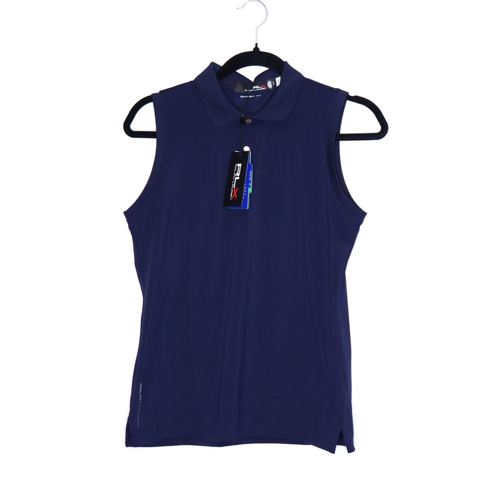 Sleeveless Polo Top in Navy - Picture 2 of 14